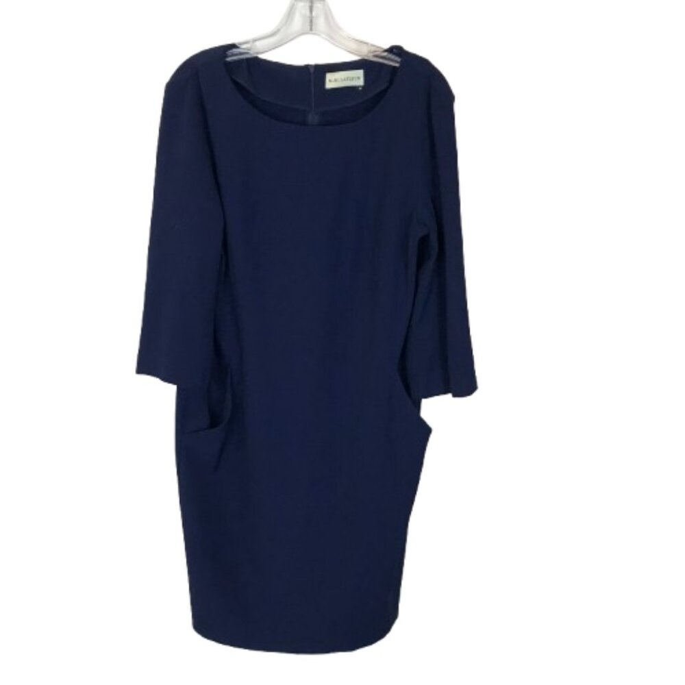 MM LaFleur Womens Size 16 Navy Blue Boat Neck Sheath Dress